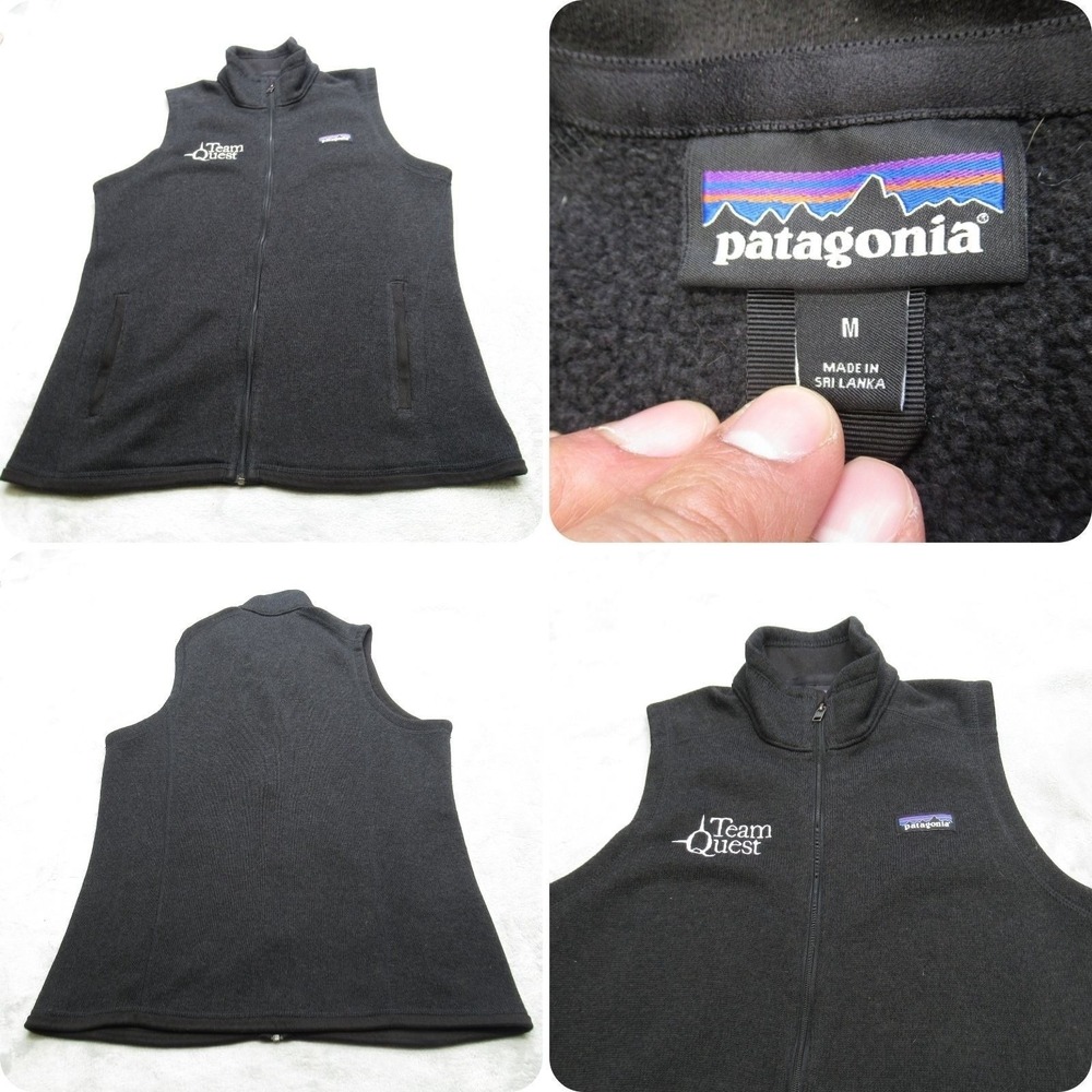 Patagonia Vest Women Medium Black Better Sweater Fleece Light Full Zip Logo